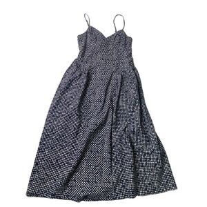 Madewell Navy Checkered Midi Corset A Line Cotton Sundress Womens Size 6
